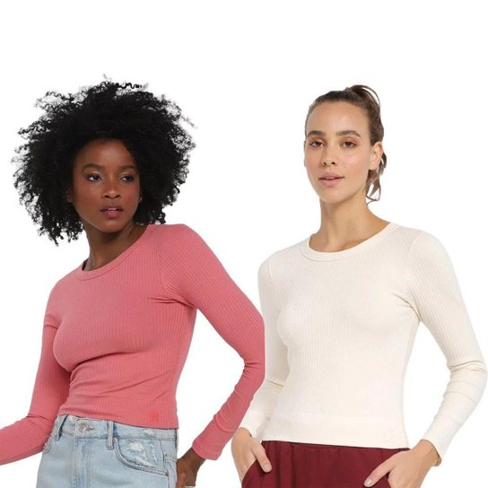 Kit 2 Blusas Rainha Canelado Feminina
