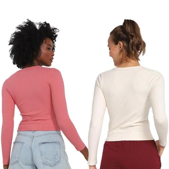 Kit 2 Blusas Rainha Canelado Feminina