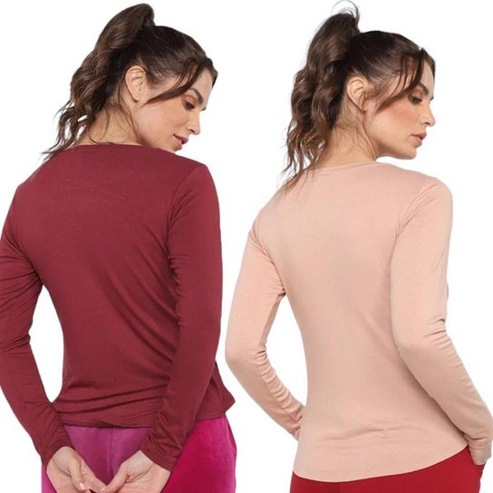 Kit 2 Blusas Rainha Casual Elastic Feminina