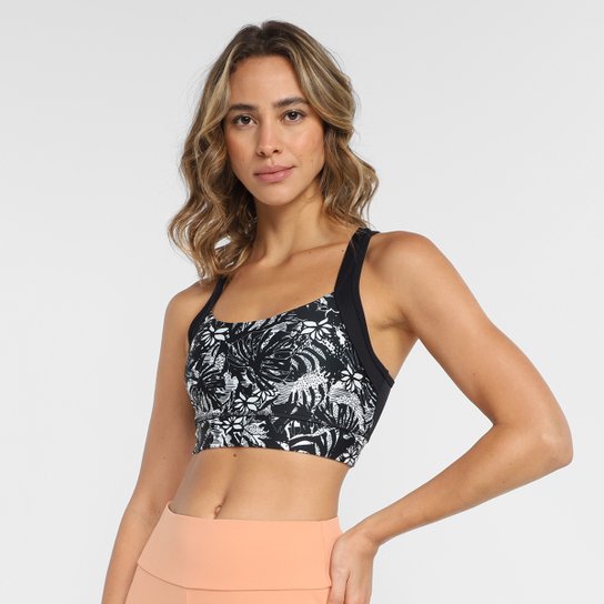Top Rainha Folhagem Feminino - Branco+Preto